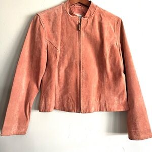 Chico’s Leather Suede Peach Jacket size 1‎ medium